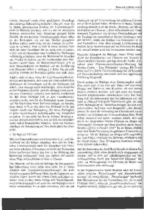 Vorschauseite 4: Zum Verbot von Einzeläußerungen aus einer Schlankheitsmittel-Werbeanzeige - Eine gesundheitsbezogene Werbeaussage ist irreführend, wenn sie auf nicht tragfähige Studien gestützt w…