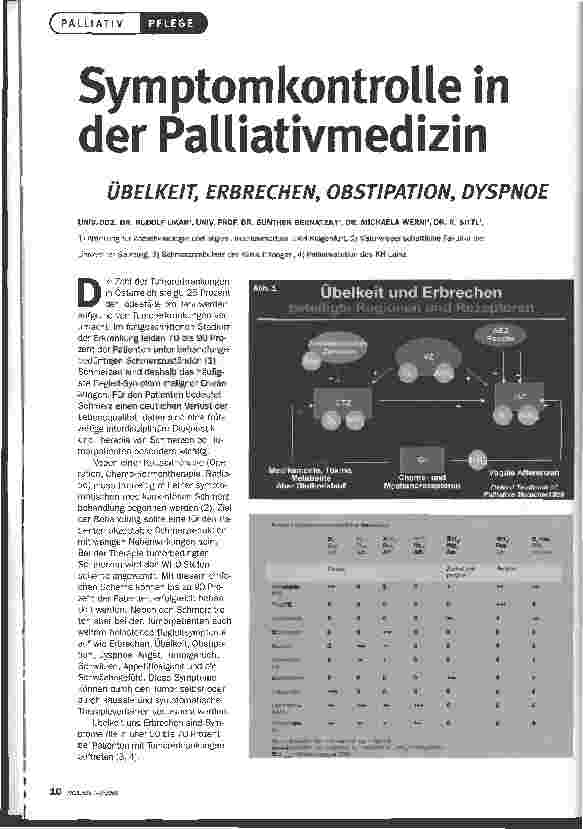 Vorschauseite 1: Symptomkontrolle in der Palliativmedizin Übelkeit, Erbrechen, Obstipation, Dyspnoe