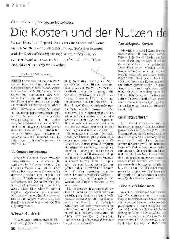 Vorschauseite 1: Die Kosten und der Nutzen der Pflege
