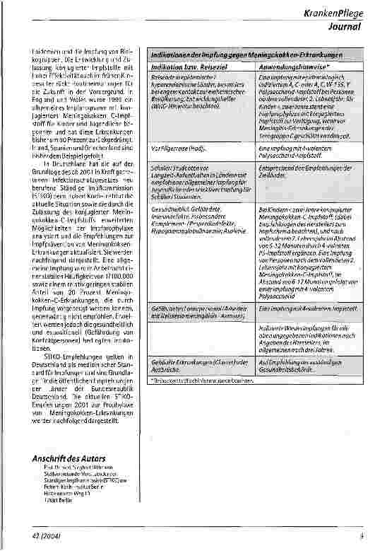 Vorschauseite 2: Epidemiologie und Prävention der Meningokokken-Erkrankungen - Europa, Deutschland