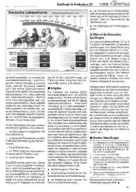 Vorschauseite 3: Beauftragte im Krankenhaus (X) Der Datenschutzbeauftragte