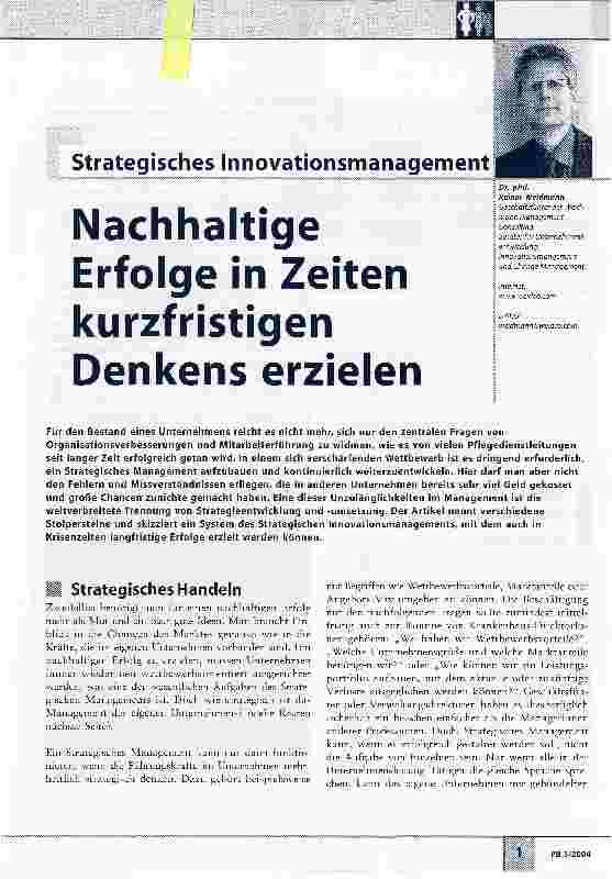 Vorschauseite 1: Nachhaltige Erfolge in Zeiten kurzfristigen Denkens erzielen