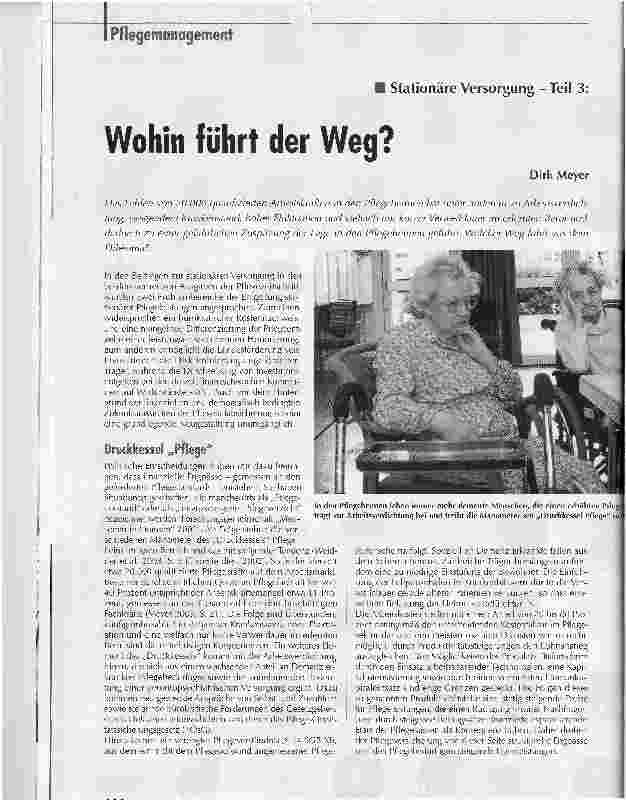 Vorschauseite 1: Wohin führt der Weg?Stationäre Versorgung - Teil 3
