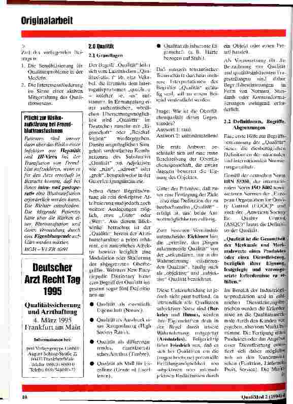 Vorschauseite 2: Qualitätssicherung in der Medizin Teil 1