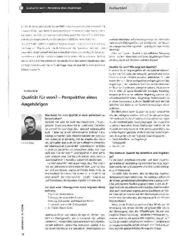 Vorschauseite 1: Qualität für wen? - Perspektive eines Angehörigen