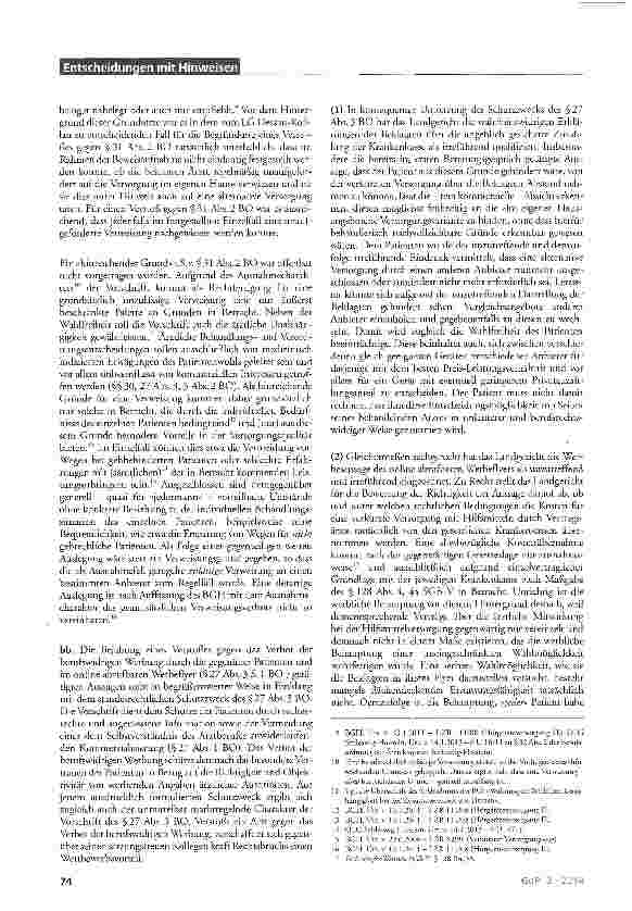 Vorschauseite 4: Zur berufsund wettbewerbsrechtlichen Unzulässigkeit der verkürzten Versorgung mit Hilfsmitteln durch Vertragsärzte im Verhältnis zu Versicherten und Kostenträgern