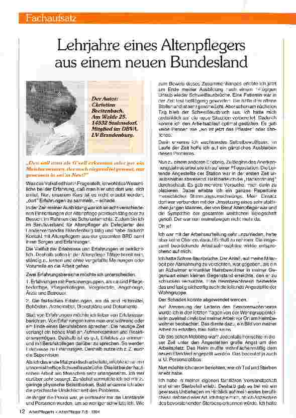 Vorschauseite 1: Lehrjahre eines Altenpflegers aus einem neuen Bundesland