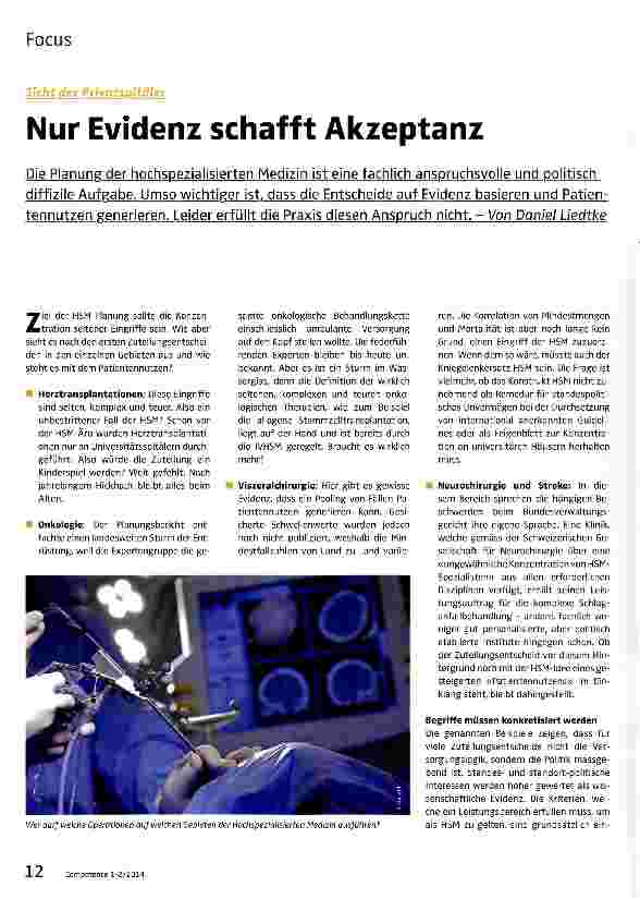 Vorschauseite 1: Nur Evidenz schafft Akzeptanz