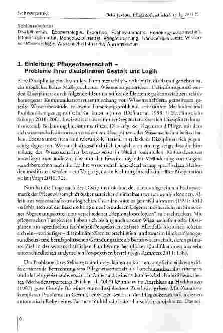 Vorschauseite 2: Pflegewissenschaft - Disziplinarität und Transdisziplinarität