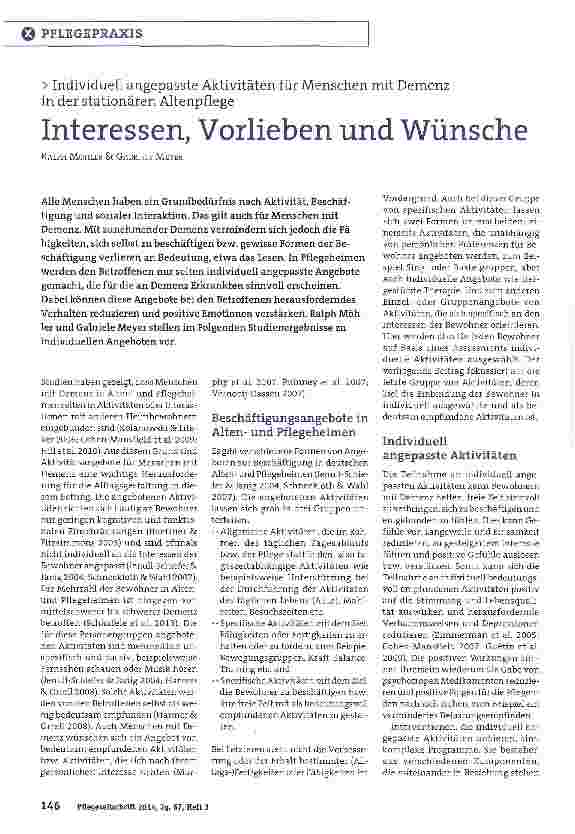 Vorschauseite 1: Interessen, Vorlieben und Wünsche