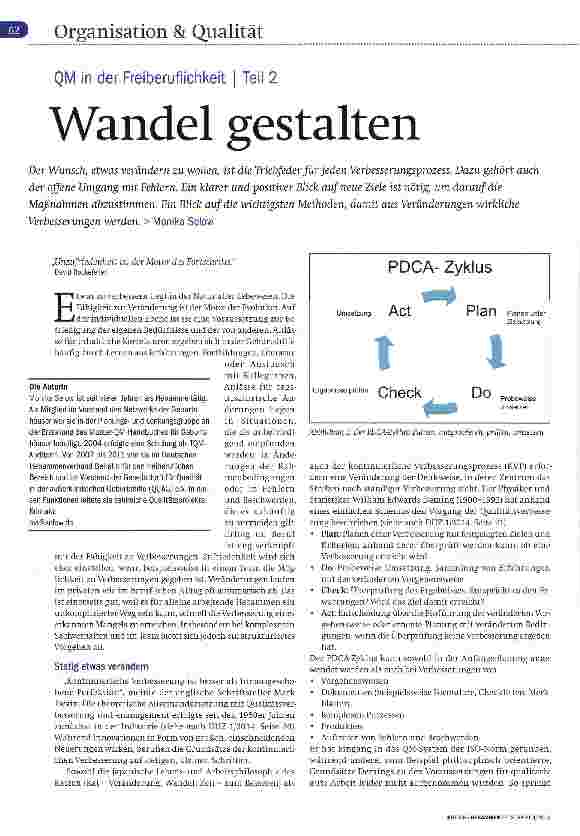 Vorschauseite 1: QM in der Freiberuflichkeit Teil 2 Wandel gestalten