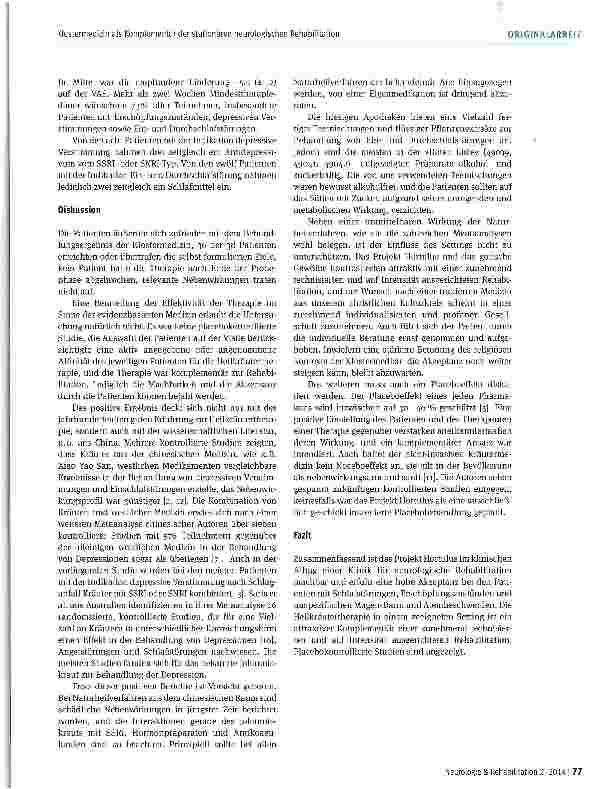 Vorschauseite 4: Klostermedizin als Komplementär der stationären neurologischen Rehabilitation: eine Machbarkeitsund Akzeptanzstudie