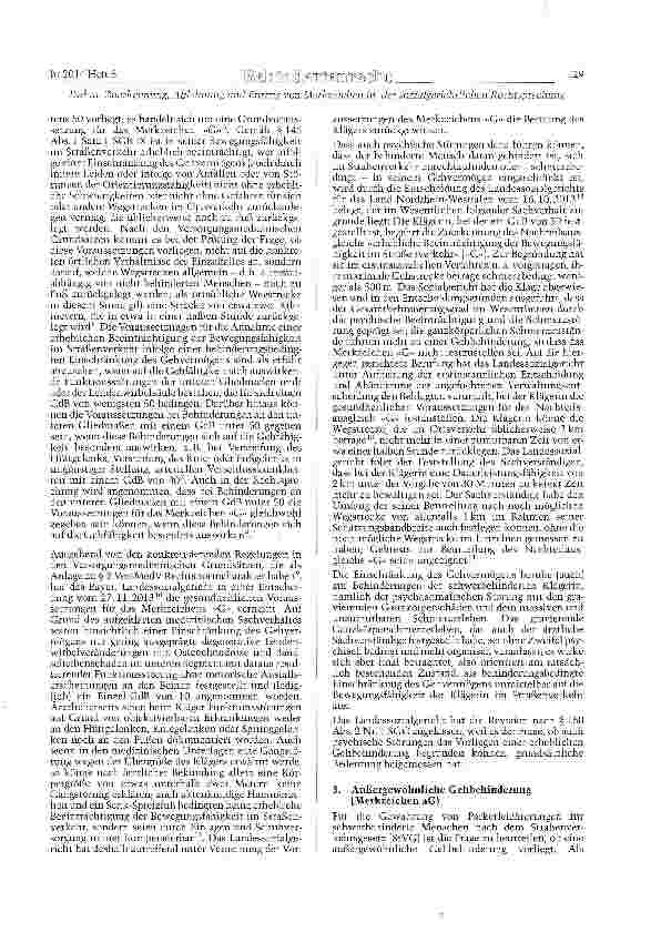 Vorschauseite 2: Zuerkennung, Ablehnung und Entzug von Merkzeichen in der sozialgerichtlichen Rechtsprechung