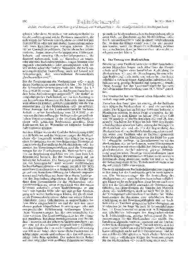 Vorschauseite 3: Zuerkennung, Ablehnung und Entzug von Merkzeichen in der sozialgerichtlichen Rechtsprechung