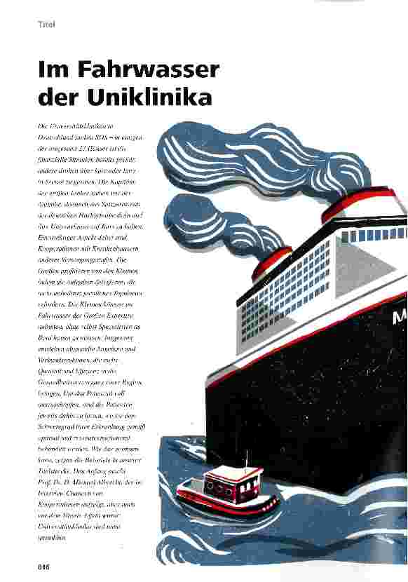 Vorschauseite 1: Im Fahrwasser der Uniklinika