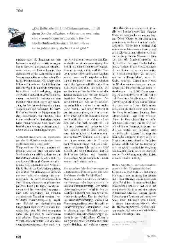 Vorschauseite 5: Im Fahrwasser der Uniklinika