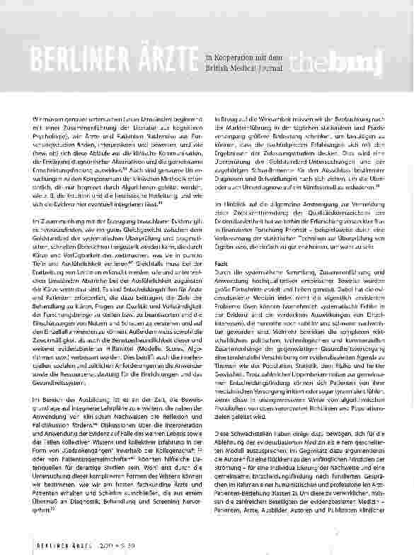 Vorschauseite 3: Evidenzbasierte Medizin: Eine Strömung in der Krise?