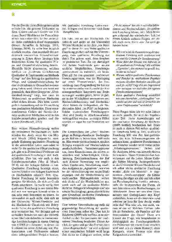 Vorschauseite 3: Qualitative Pflegeund Gesundheitsforschung: Eulen nach Athen tragen?