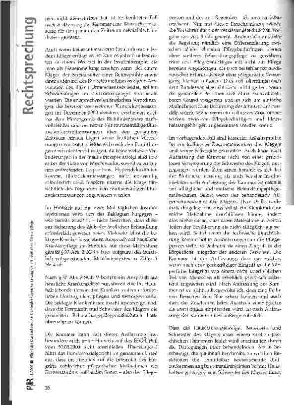 Vorschauseite 4: Pflicht der Krankenkasse zur Kostenübernahme bei Leistungen der häuslichen Krankenpflege SG Koblenz, Urt. v. 27.06.2002