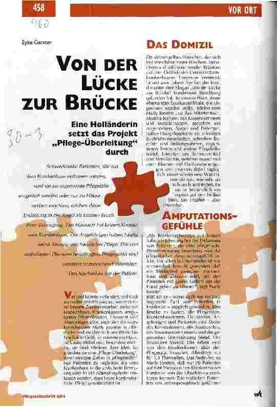 Vorschauseite 1: Von der Lücke zur Brücke Eine Holländerin setzt das Projekt Pflege-Überleitung durch