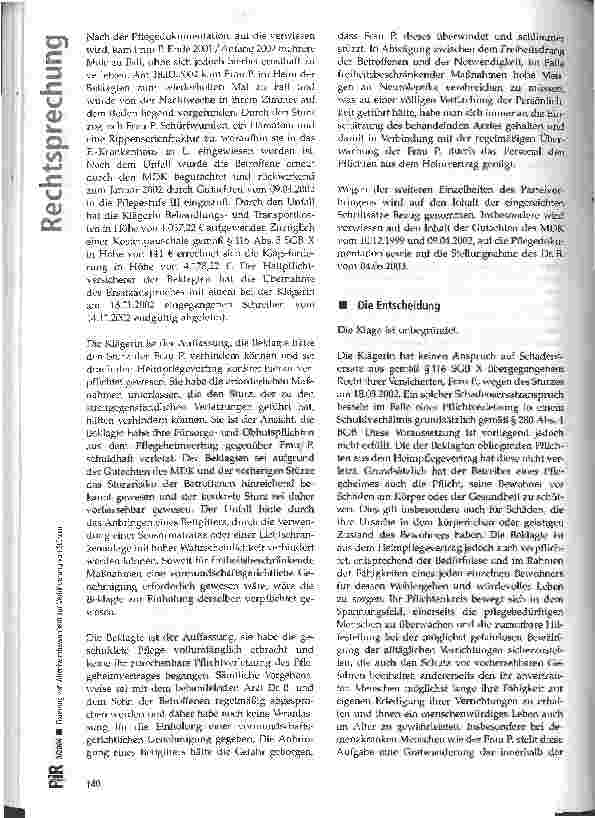 Vorschauseite 2: Fixierung von Altenheimbewohnern zur Verhinderung von Stürzen AG Lauterbach, Urteil vom 17.07.2003