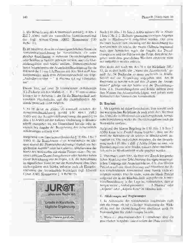 Vorschauseite 2: Gutachterliche Beurteilung zu den in Blindenschrift nötigen Angaben gemäß 12. AMG Novelle