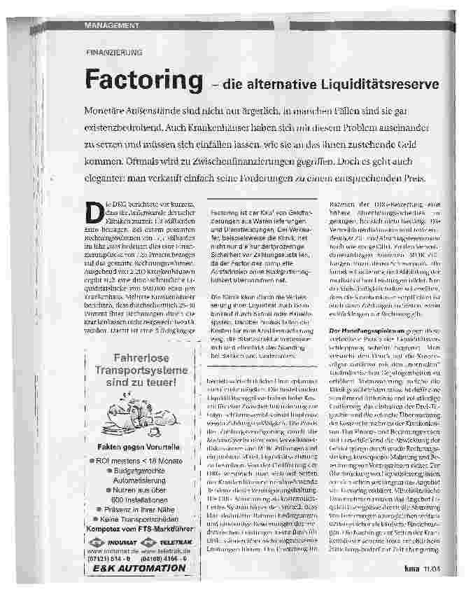 Vorschauseite 1: Factoring - die alternative Liquiditätsreserve