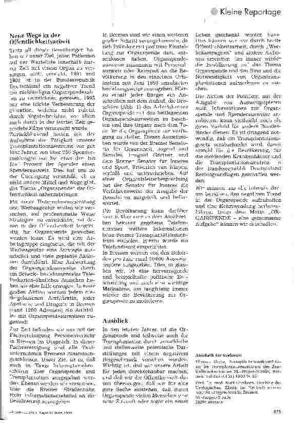 Vorschauseite 3: Bewährte und neue Wege in der Öffentlichektsarbeit zur Verbesserung der Organspendesituation in Deutschland