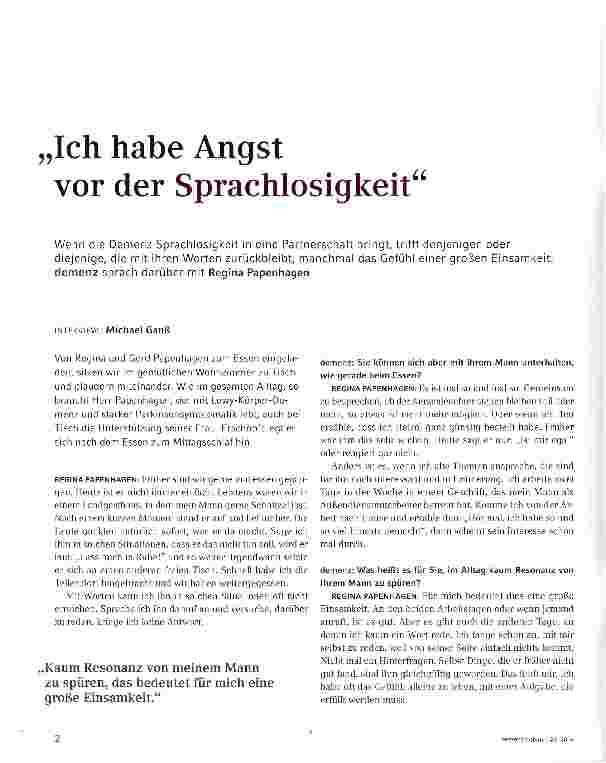 Vorschauseite 1: Ich habe Angst vor der Sprachlosigkeit