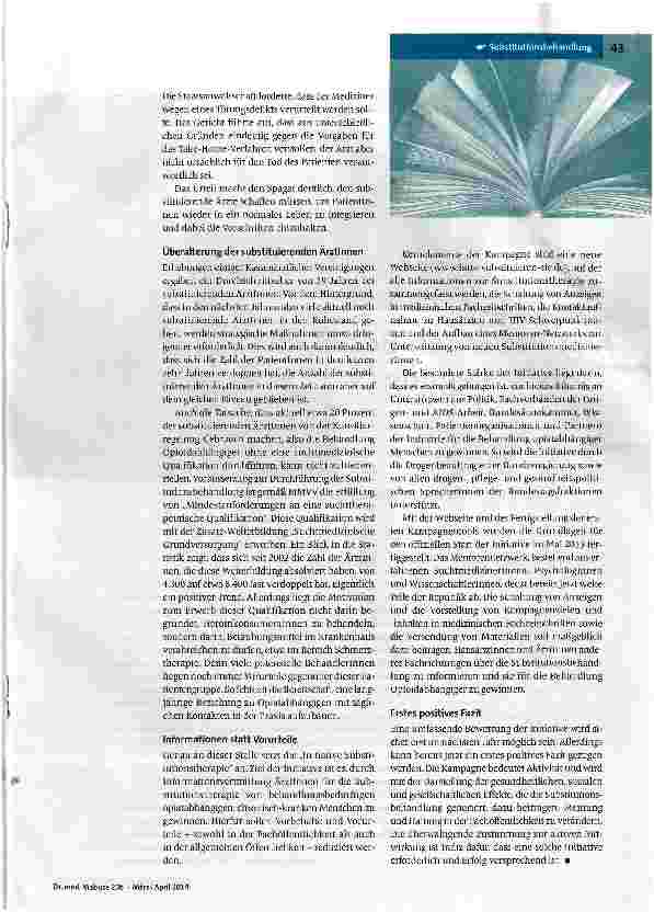 Vorschauseite 2: Initiative Substitutionstherapie