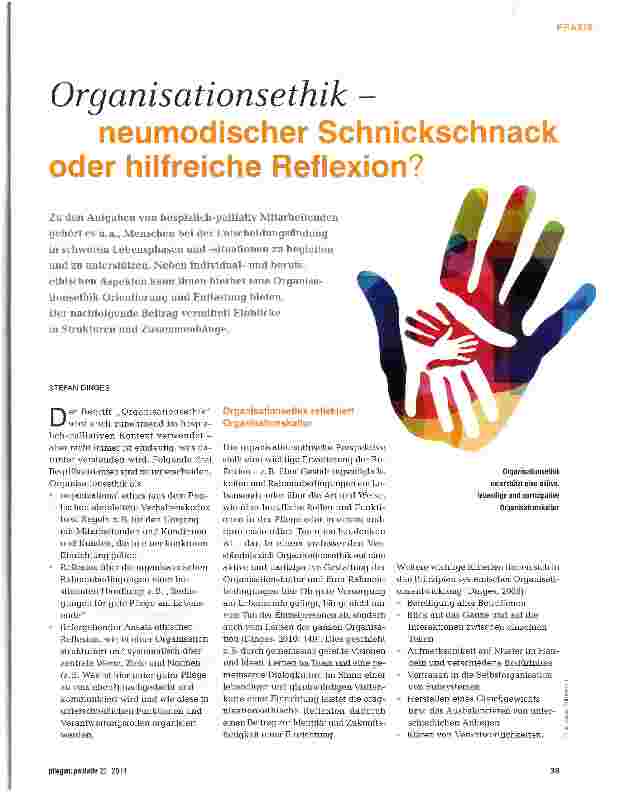 Vorschauseite 1: Organisationsethik - neumodischer Schnickschnack oder hilfreiche Reflexion?