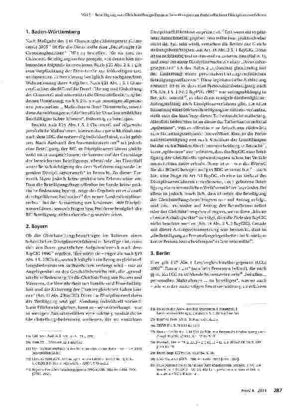 Vorschauseite 4: Beteiligung von Gleichstellungs-(Frauen-)beauftragten an (behördlichen) Disziplinarverfahren