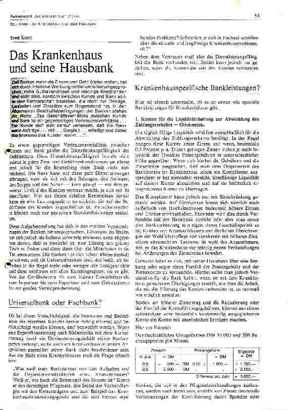 Vorschauseite 1: Das Krankenhaus und seine Hausbank