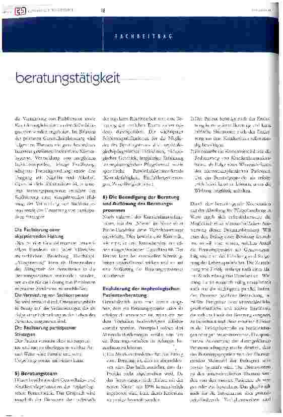 Vorschauseite 3: Beratungstätigkeit in der pflegerischen Betreuung nierentransplantierter Menschen
