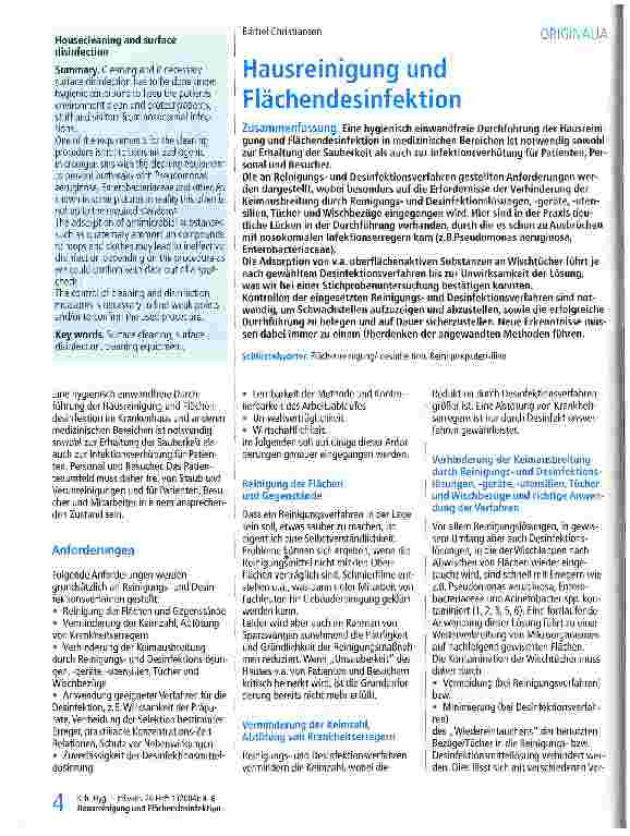 Vorschauseite 1: Hausreinigung und Flächendesinfektion