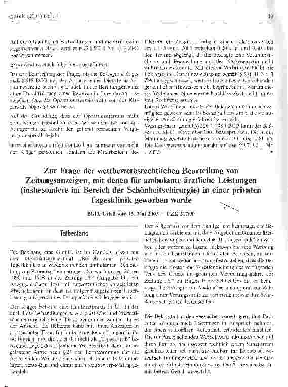 Vorschauseite 2: Kurzfristige Absage von Operationstermin kann teuer werden