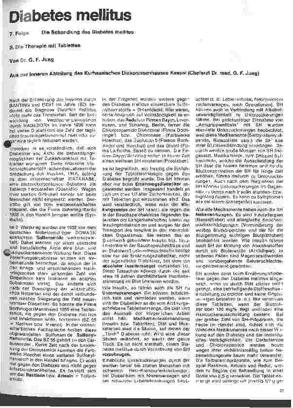 Vorschauseite 1: Diabetes mellitus 7. Folge: Die Behandlung des Diabetes mellitus