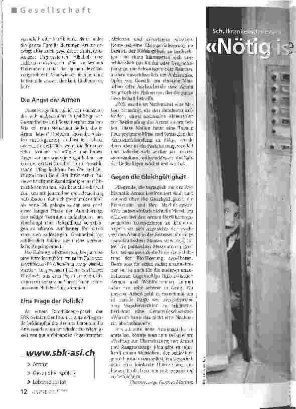Vorschauseite 3: Das ganze Leben wird davon geprägt. Wachsende Armut in der Schweiz