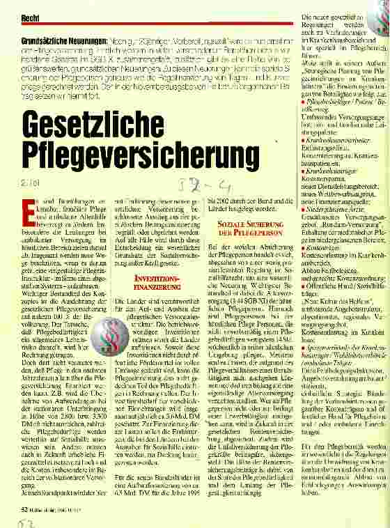 Vorschauseite 1: Gesetzliche Pflegeversicherung 2. Teil Grundsätzliche Neuerungen