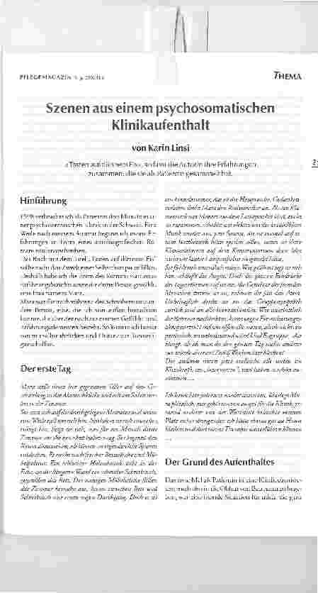 Vorschauseite 1: Szenen aus einem psychosomatischen Klinikaufenthalt