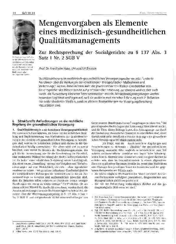 Vorschauseite 1: Mengenvorgaben als Elemente eines medizinisch-gesundheitlichen Qualitätsmanagements
