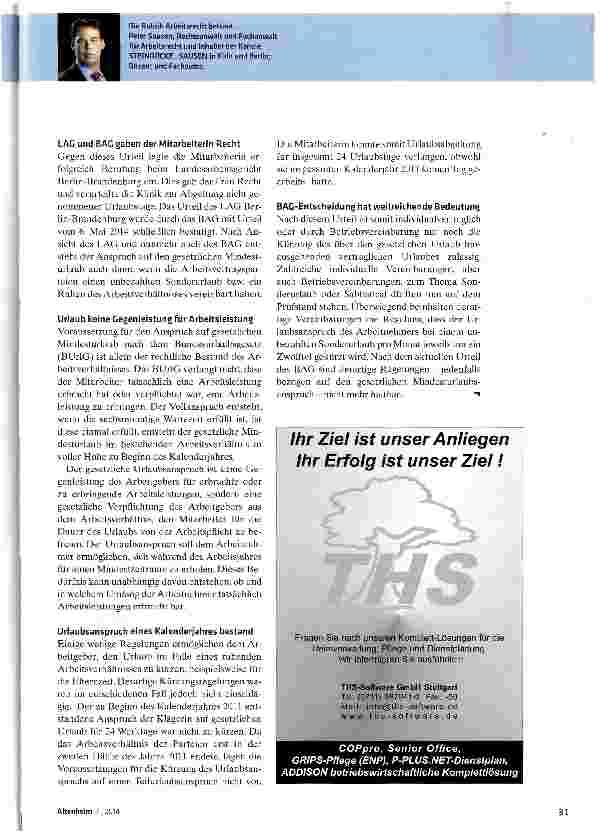 Vorschauseite 2: Urlaubsanspruch besteht auch bei ruhendem Arbeitsverhältnis