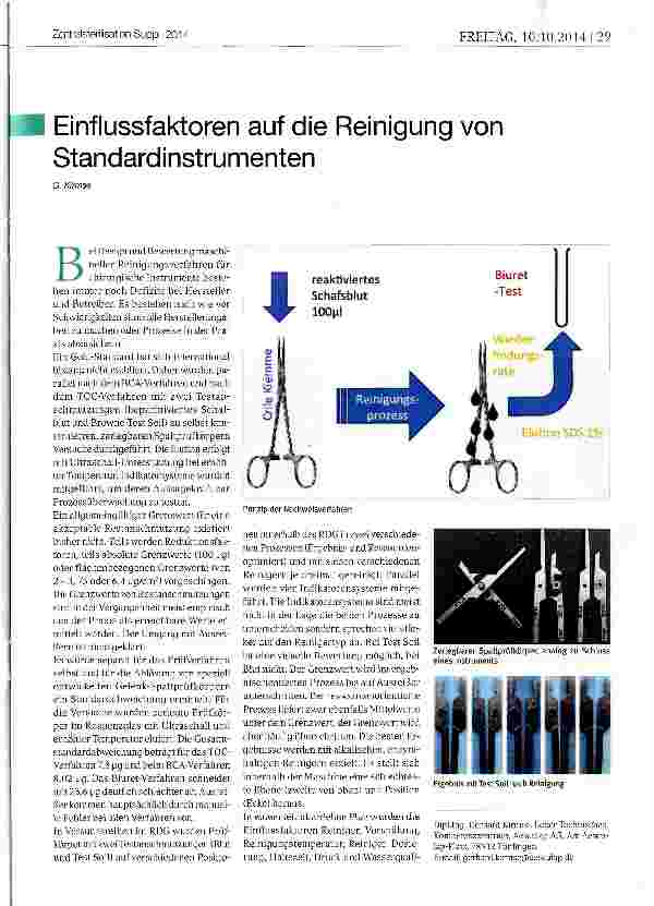 Vorschauseite 1: Einflussfaktoren auf die Reinigung von Standardinstrumenten