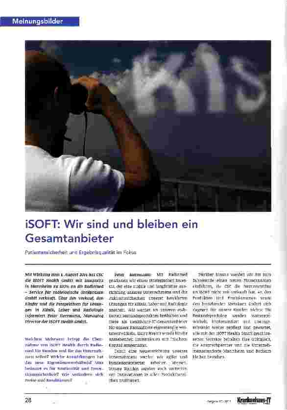 Vorschauseite 1: iSOFT: Wir sind und bleiben ein Gesamtanbieter