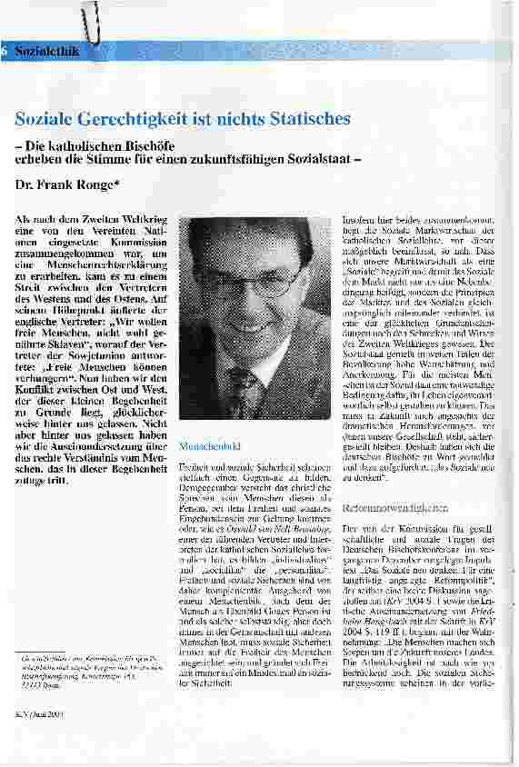 Vorschauseite 1: Soziale Gerechtigkeit ist nichts StatischesDie katholischen Bischöfe erheben die Stimme für einen zukunftsfähigen Sozialstaat