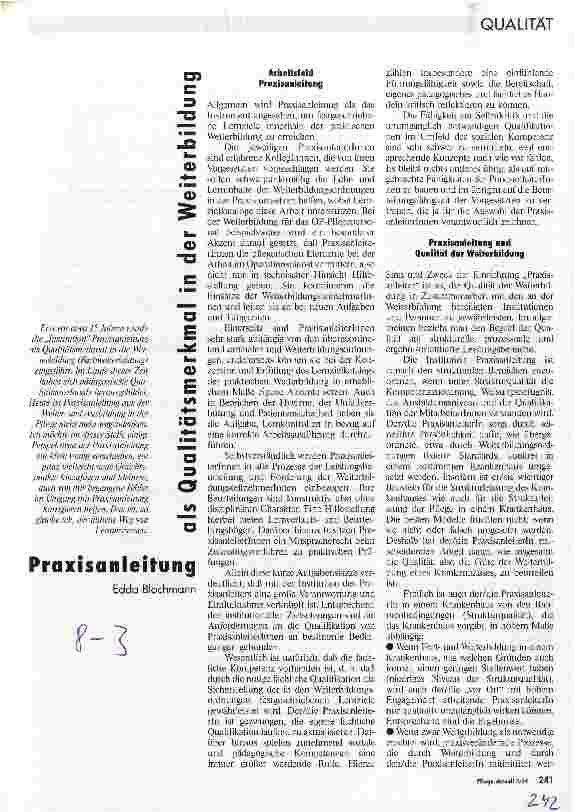 Vorschauseite 1: Praxisanleitung (P) als Qualitätsmerkmal in der Weiterbildung Referat