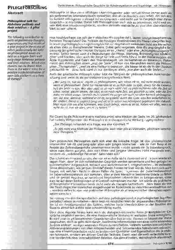 Vorschauseite 2: Philosophische Gespräche für Alzheimerpatienten und Angehörige - Ein Pilotprojekt