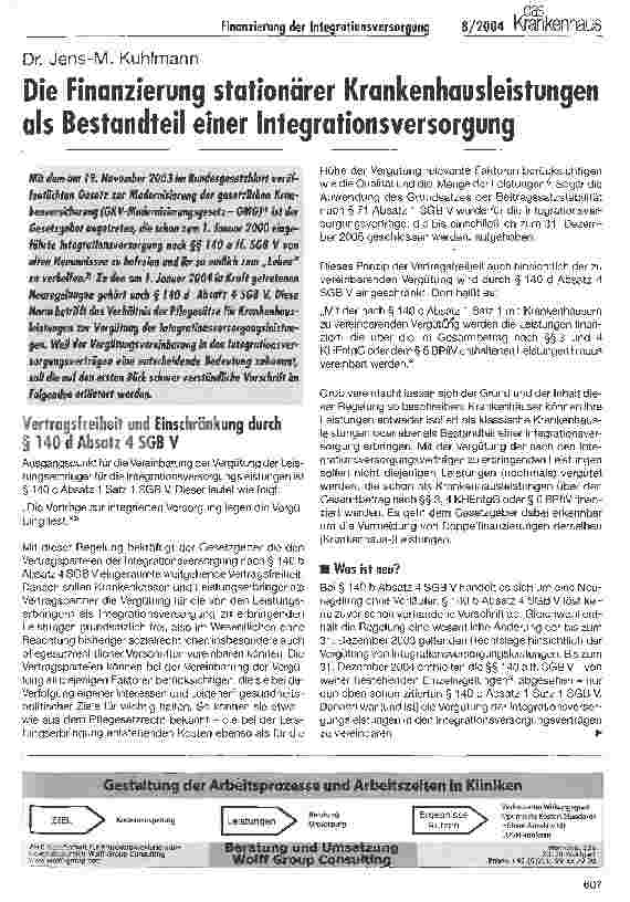 Vorschauseite 1: Die Finanzierung stationärer Krankenhausleistungen als Bestandteil einer Integrationsversorgung