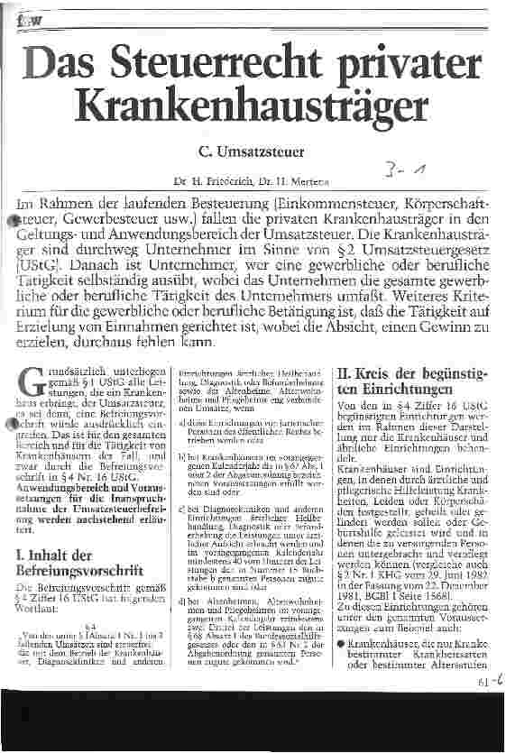 Vorschauseite 1: Das Steuerrecht privater Krankenhausträger C. Umsatzsteuer