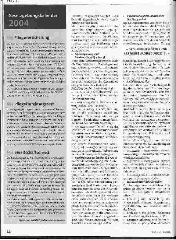 Vorschauseite 3: Von nun an gilt das neue Krankenpflegegesetz